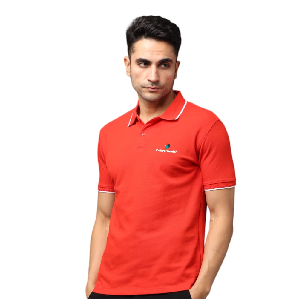 Greys & Blues Pima Polo T-Shirt - Red With White Tipping